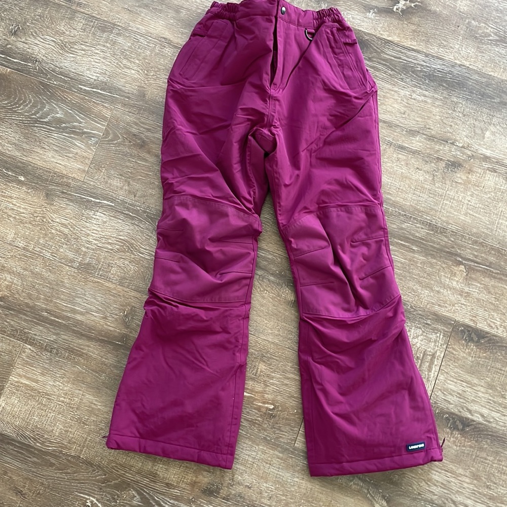 New Lands End Girls Squall Waterproof Snow Ski Pants Size 12 Pink/purple